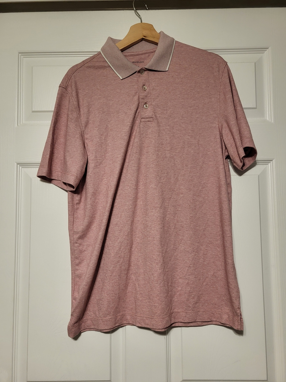 Van Heusen Men's Regular Fit Polo Shirt Pink Heathered Short Sleeve Size M